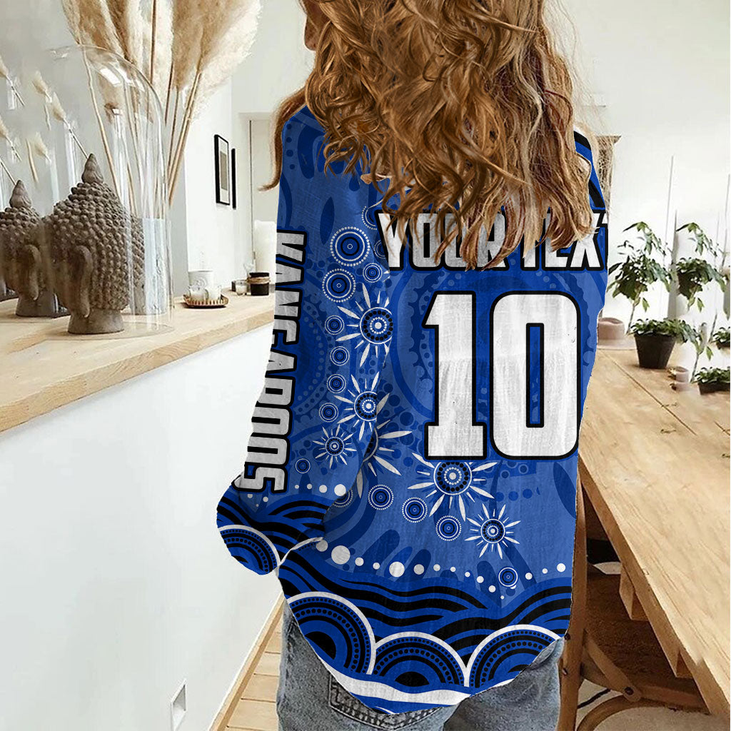 Personalized North Melbourne Kangaroos Footy Mascot Women Casual Shirt Aboriginal Dot Art - Dreamtime Football Mascot