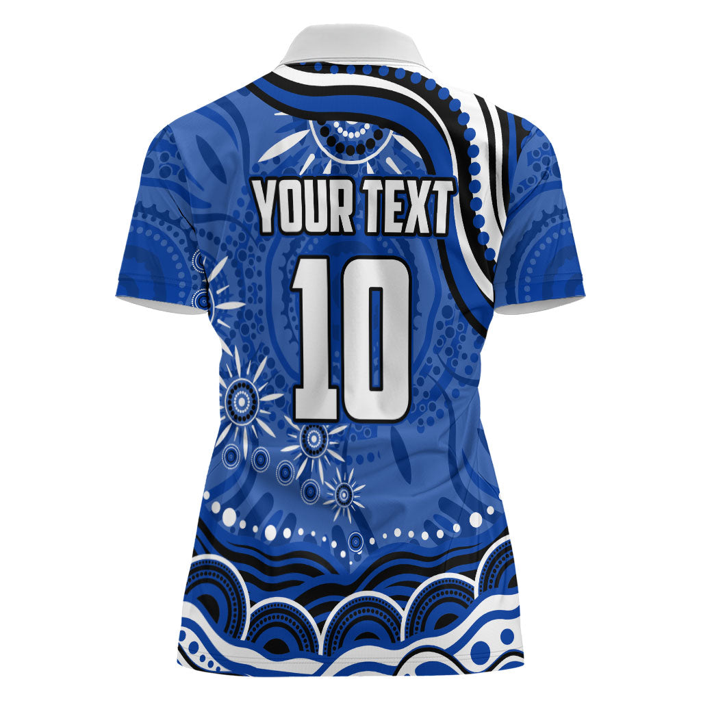 Personalized North Melbourne Kangaroos Footy Mascot Women Polo Shirt Aboriginal Dot Art - Dreamtime Football Mascot