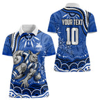 Personalized North Melbourne Kangaroos Footy Mascot Women Polo Shirt Aboriginal Dot Art - Dreamtime Football Mascot