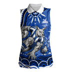 Personalized North Melbourne Kangaroos Footy Mascot Women Sleeveless Polo Shirt Aboriginal Dot Art - Dreamtime Football Mascot