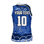 Personalized North Melbourne Kangaroos Footy Mascot Women Sleeveless Polo Shirt Aboriginal Dot Art - Dreamtime Football Mascot