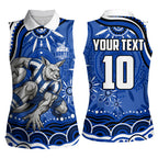 Personalized North Melbourne Kangaroos Footy Mascot Women Sleeveless Polo Shirt Aboriginal Dot Art - Dreamtime Football Mascot