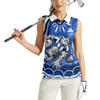 Personalized North Melbourne Kangaroos Footy Mascot Women Sleeveless Polo Shirt Aboriginal Dot Art - Dreamtime Football Mascot