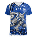 Personalized North Melbourne Kangaroos Footy Mascot Women V-Neck T-Shirt Aboriginal Dot Art - Dreamtime Football Mascot