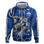 Personalized North Melbourne Kangaroos Footy Mascot Zip Hoodie Aboriginal Dot Art - Dreamtime Football Mascot