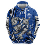 Personalized North Melbourne Kangaroos Footy Mascot Zip Hoodie Aboriginal Dot Art - Dreamtime Football Mascot