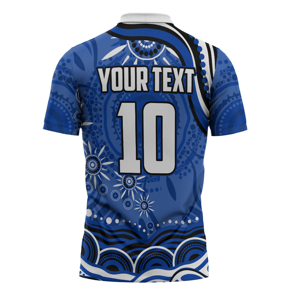 Personalized North Melbourne Kangaroos Footy Mascot Zipper Polo Shirt Aboriginal Dot Art - Dreamtime Football Mascot