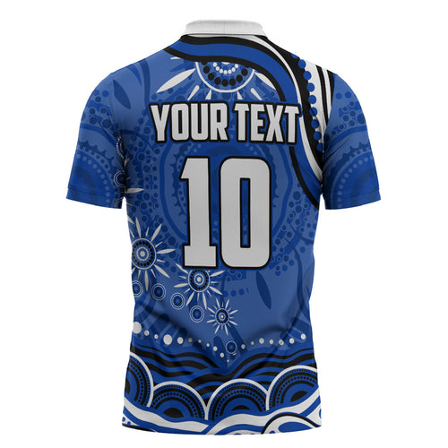 Personalized North Melbourne Kangaroos Footy Mascot Zipper Polo Shirt Aboriginal Dot Art - Dreamtime Football Mascot
