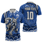 Personalized North Melbourne Kangaroos Footy Mascot Zipper Polo Shirt Aboriginal Dot Art - Dreamtime Football Mascot