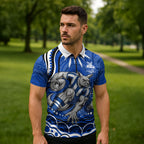 Personalized North Melbourne Kangaroos Footy Mascot Zipper Polo Shirt Aboriginal Dot Art - Dreamtime Football Mascot