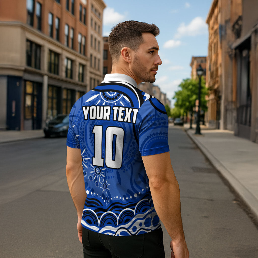 Personalized North Melbourne Kangaroos Footy Mascot Zipper Polo Shirt Aboriginal Dot Art - Dreamtime Football Mascot