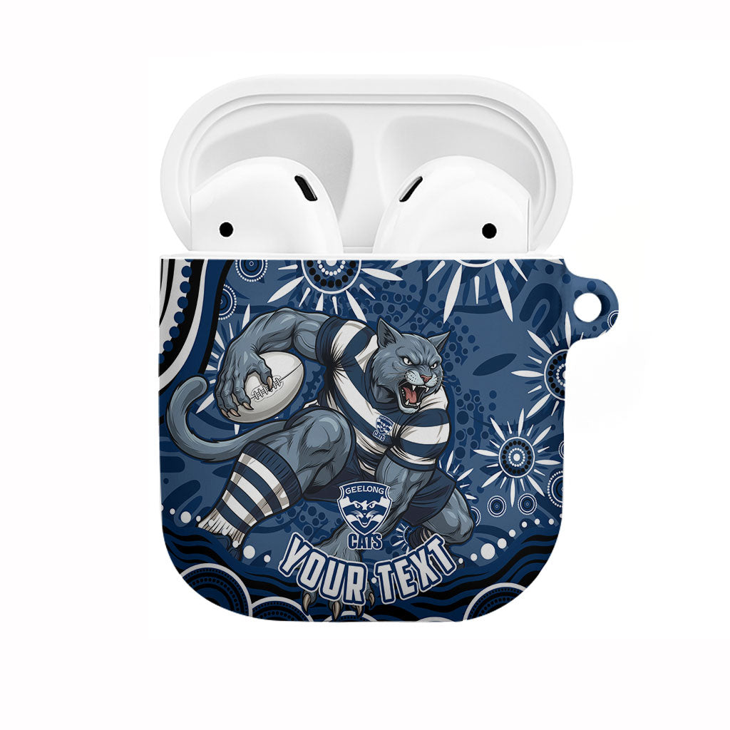 Personalized Geelong Cats Rugby Mascot AirPods Case Aboriginal Dot Art - Dreamtime Football Mascot