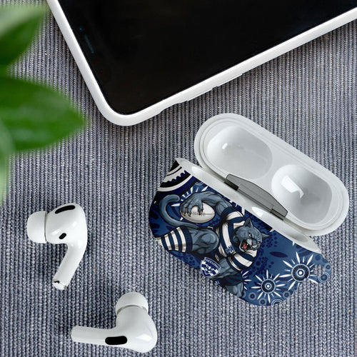 Personalized Geelong Cats Rugby Mascot AirPods Case Aboriginal Dot Art - Dreamtime Football Mascot
