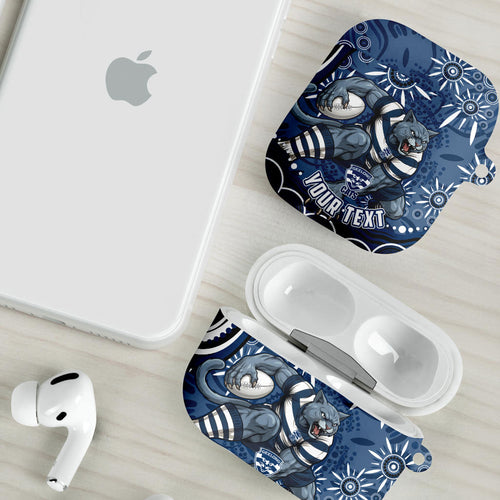 Personalized Geelong Cats Rugby Mascot AirPods Case Aboriginal Dot Art - Dreamtime Football Mascot