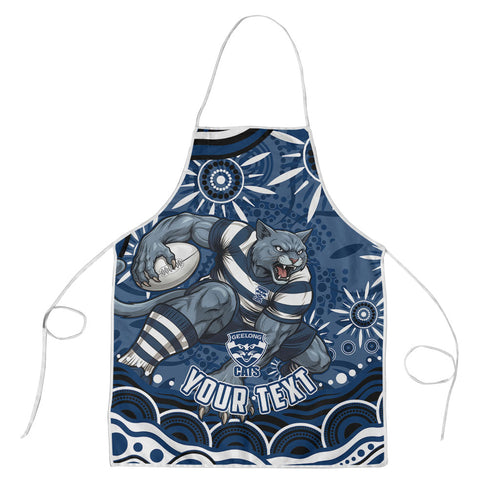 Personalized Geelong Cats Rugby Mascot Apron Aboriginal Dot Art - Dreamtime Football Mascot