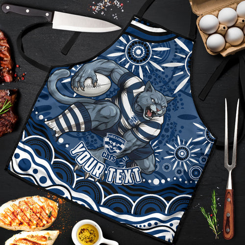 Personalized Geelong Cats Rugby Mascot Apron Aboriginal Dot Art - Dreamtime Football Mascot