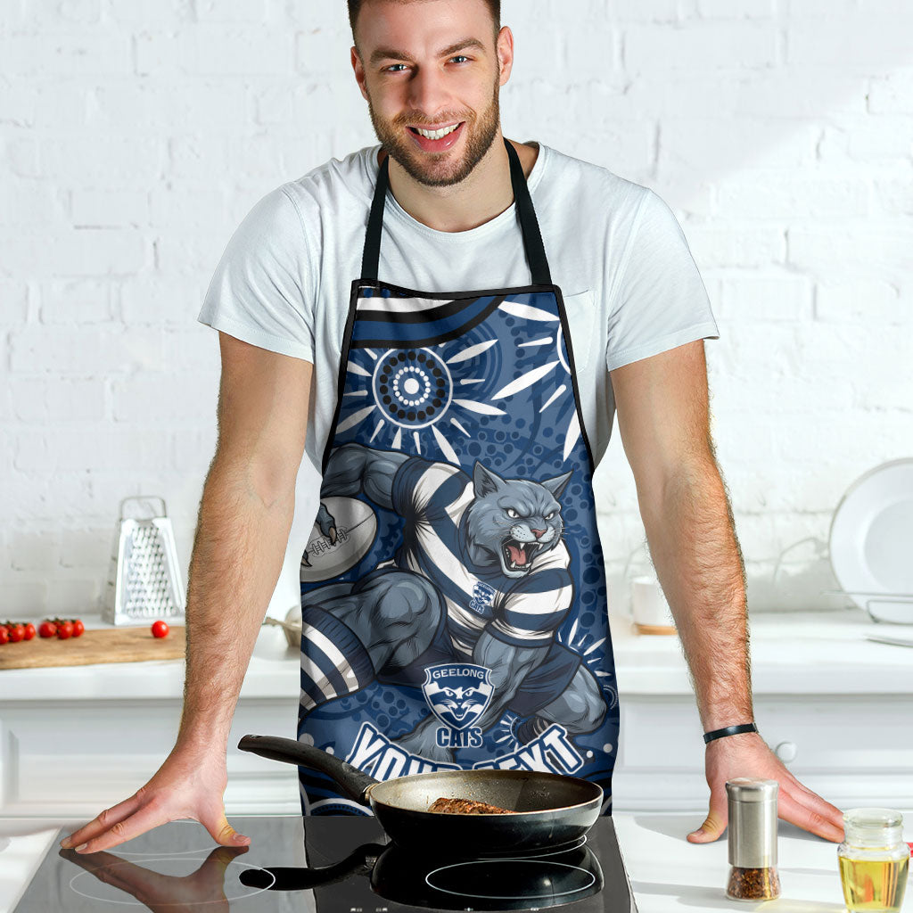 Personalized Geelong Cats Rugby Mascot Apron Aboriginal Dot Art - Dreamtime Football Mascot