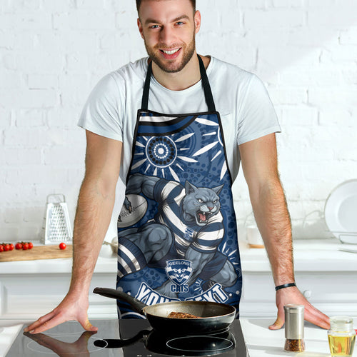 Personalized Geelong Cats Rugby Mascot Apron Aboriginal Dot Art - Dreamtime Football Mascot