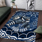 Personalized Geelong Cats Rugby Mascot Area Rug Aboriginal Dot Art - Dreamtime Football Mascot