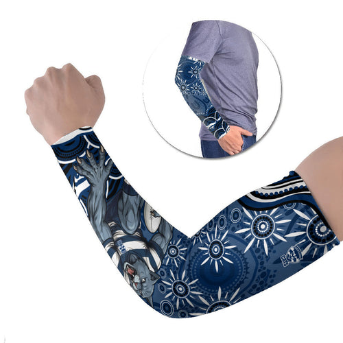 Personalized Geelong Cats Rugby Mascot Arm Sleeves Aboriginal Dot Art - Dreamtime Football Mascot