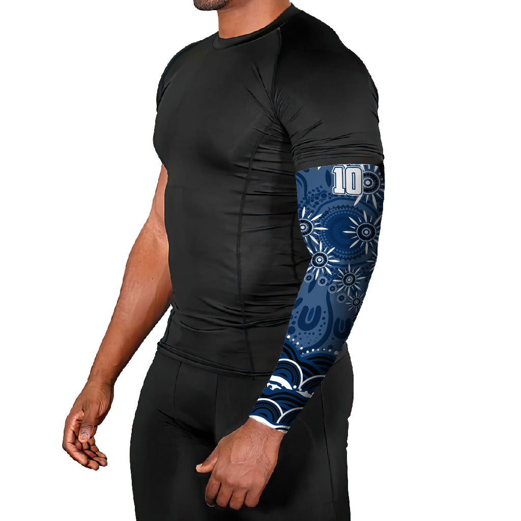 Personalized Geelong Cats Rugby Mascot Arm Sleeves Aboriginal Dot Art - Dreamtime Football Mascot