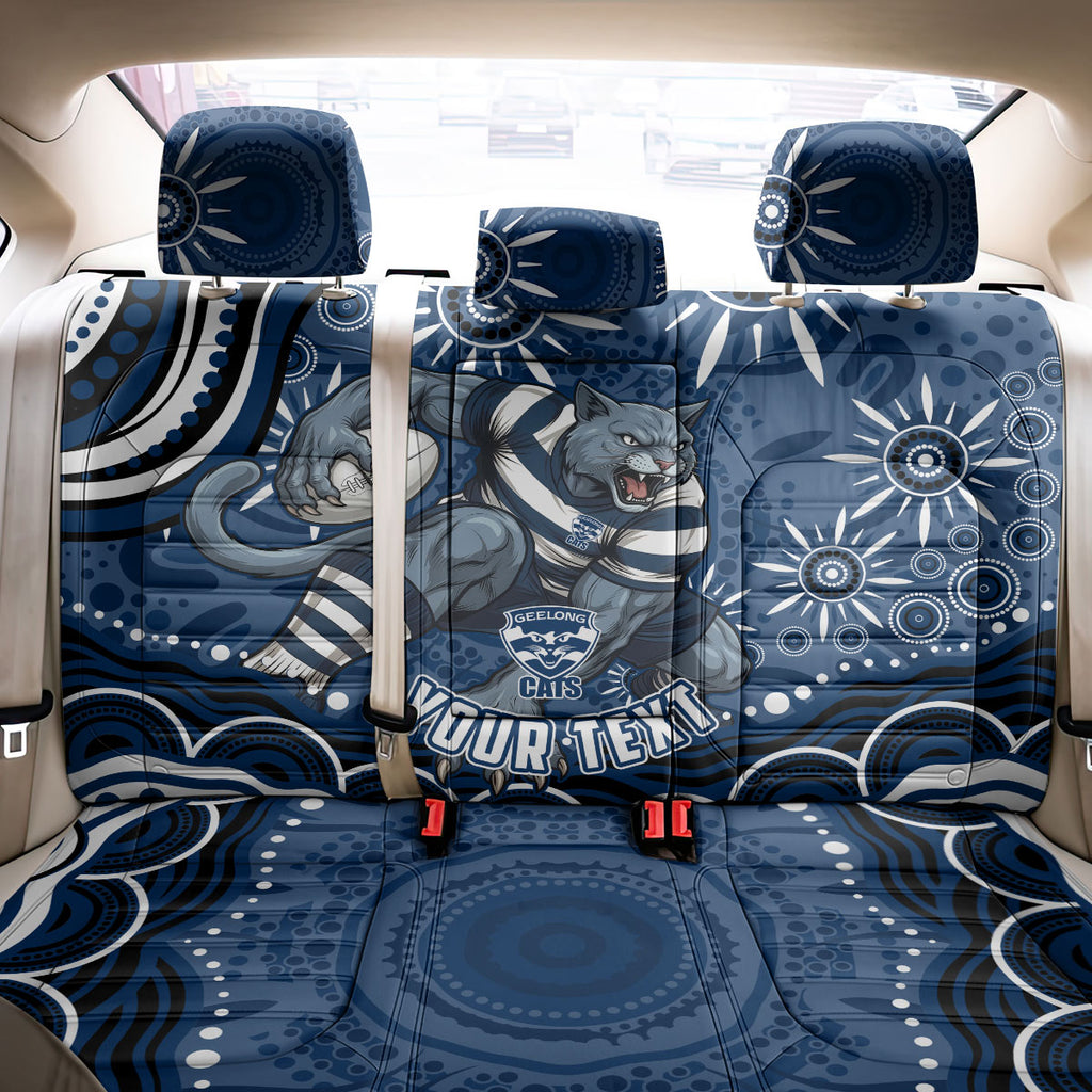 Personalized Geelong Cats Rugby Mascot Back Car Seat Cover Aboriginal Dot Art - Dreamtime Football Mascot