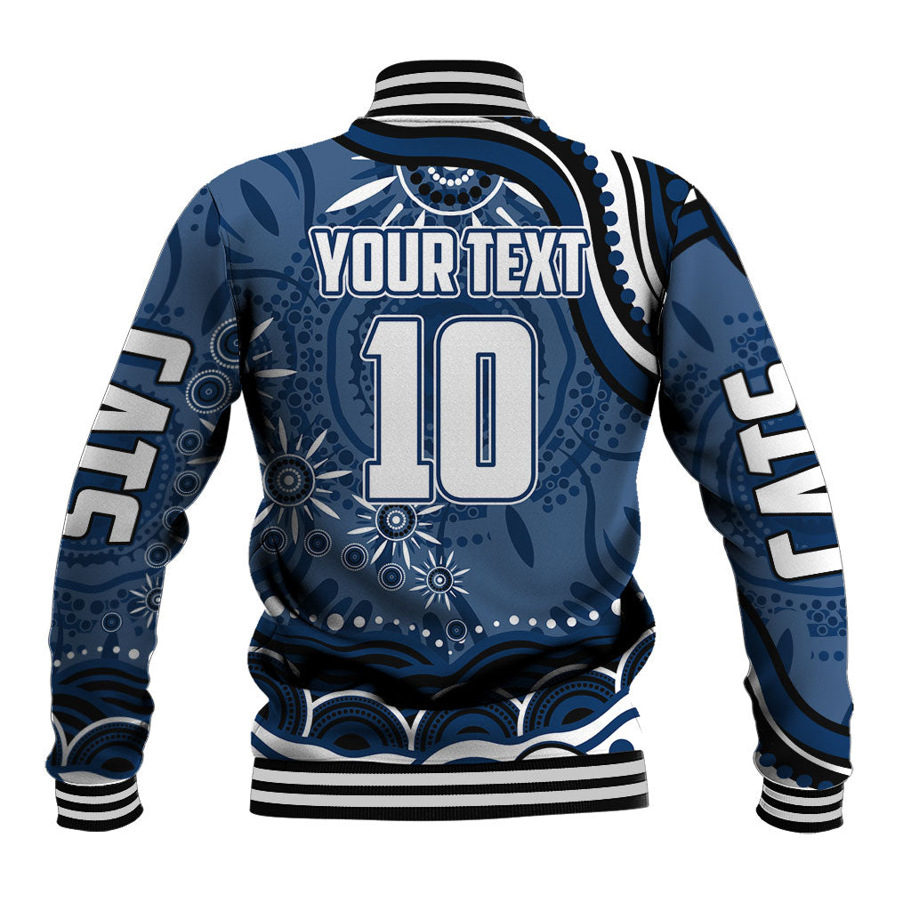 Personalized Geelong Cats Rugby Mascot Baseball Jacket Aboriginal Dot Art - Dreamtime Football Mascot