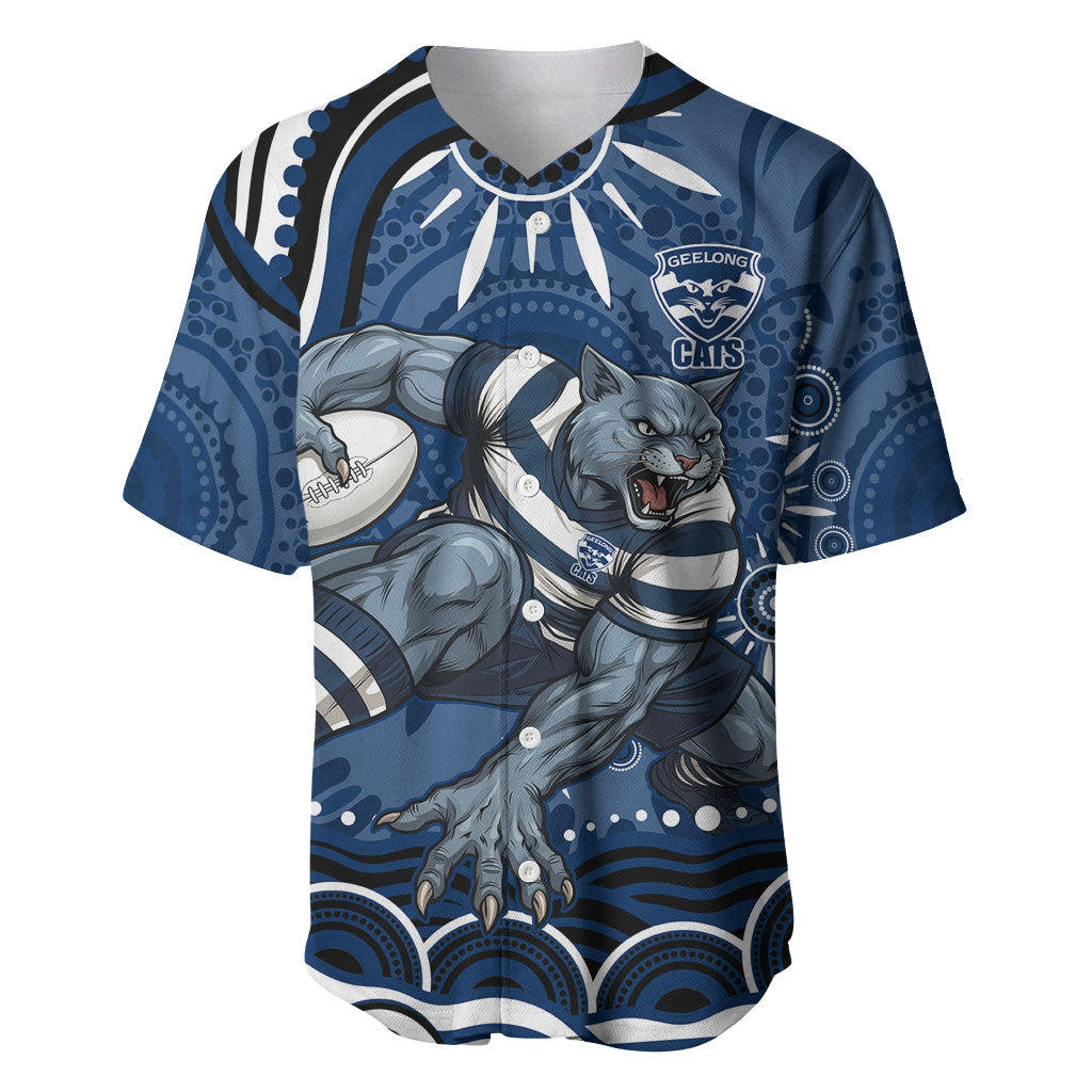 Personalized Geelong Cats Rugby Mascot Baseball Jersey Aboriginal Dot Art - Dreamtime Football Mascot