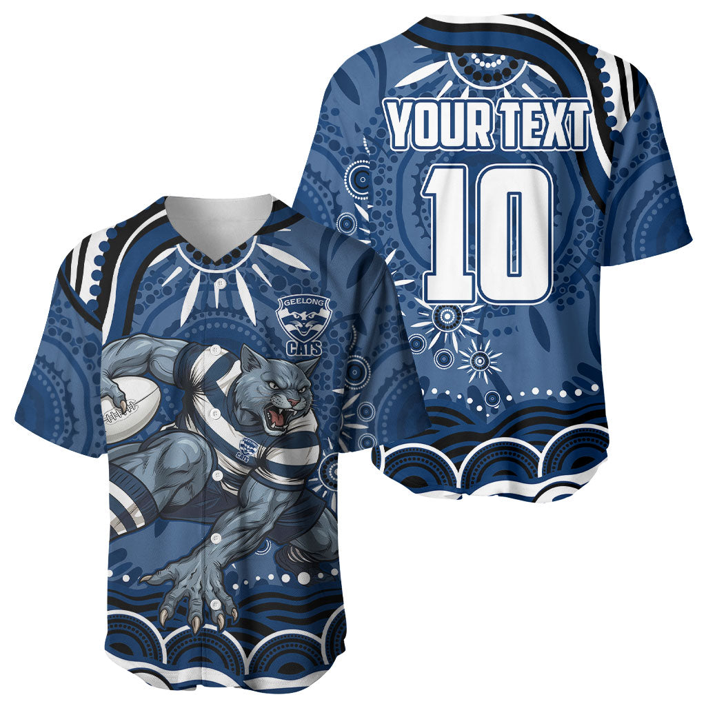 Personalized Geelong Cats Rugby Mascot Baseball Jersey Aboriginal Dot Art - Dreamtime Football Mascot