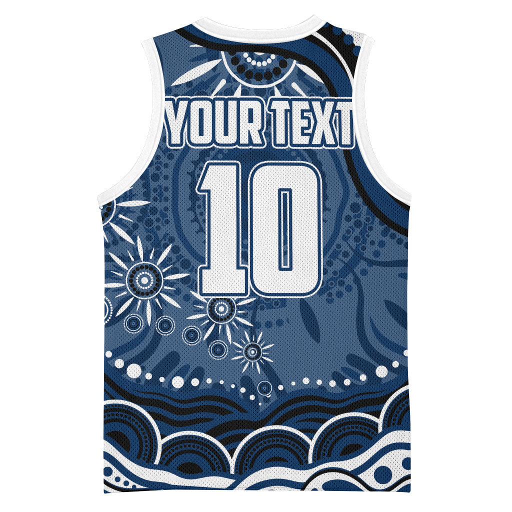 Personalized Geelong Cats Rugby Mascot Basketball Jersey Aboriginal Dot Art - Dreamtime Football Mascot