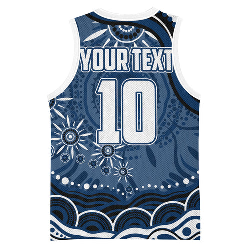 Personalized Geelong Cats Rugby Mascot Basketball Jersey Aboriginal Dot Art - Dreamtime Football Mascot