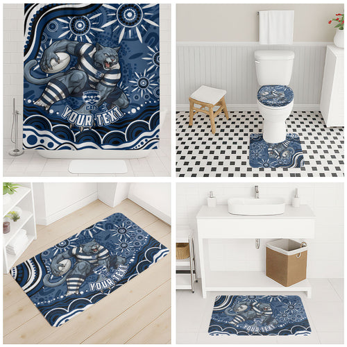 Personalized Geelong Cats Rugby Mascot Bathroom Set Aboriginal Dot Art - Dreamtime Football Mascot