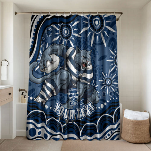 Personalized Geelong Cats Rugby Mascot Bathroom Set Aboriginal Dot Art - Dreamtime Football Mascot