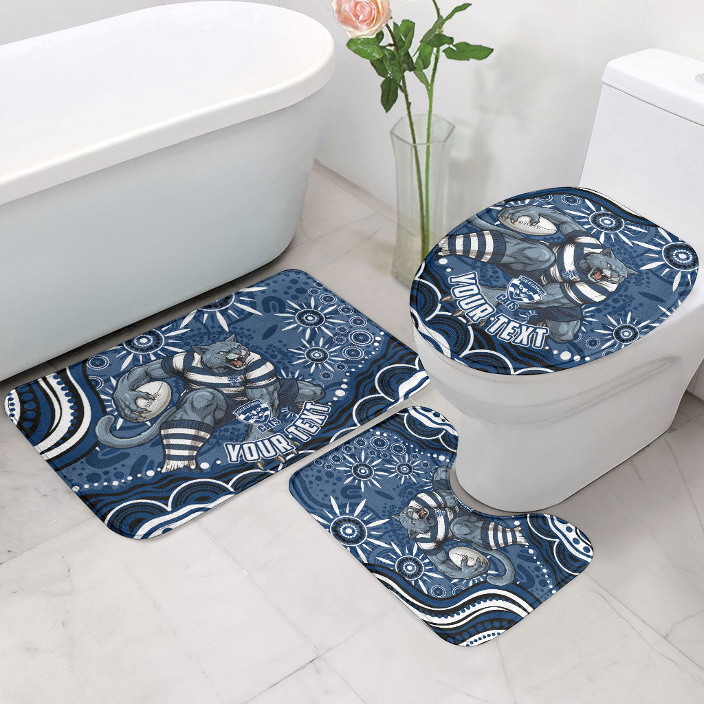Personalized Geelong Cats Rugby Mascot Bathroom Set Aboriginal Dot Art - Dreamtime Football Mascot