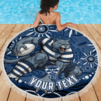 Personalized Geelong Cats Rugby Mascot Beach Blanket Aboriginal Dot Art - Dreamtime Football Mascot
