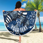 Personalized Geelong Cats Rugby Mascot Beach Blanket Aboriginal Dot Art - Dreamtime Football Mascot