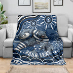 Personalized Geelong Cats Rugby Mascot Blanket Aboriginal Dot Art - Dreamtime Football Mascot