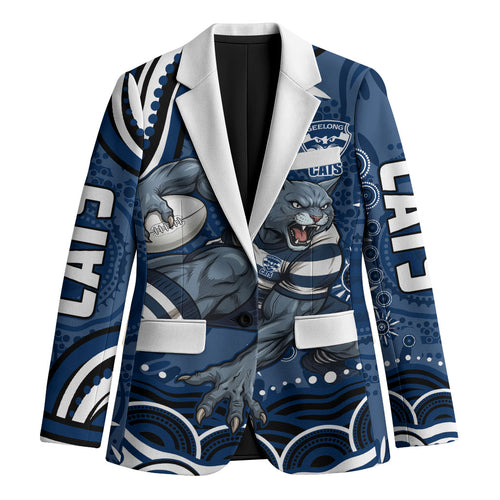 Personalized Geelong Cats Rugby Mascot Blazer Aboriginal Dot Art - Dreamtime Football Mascot