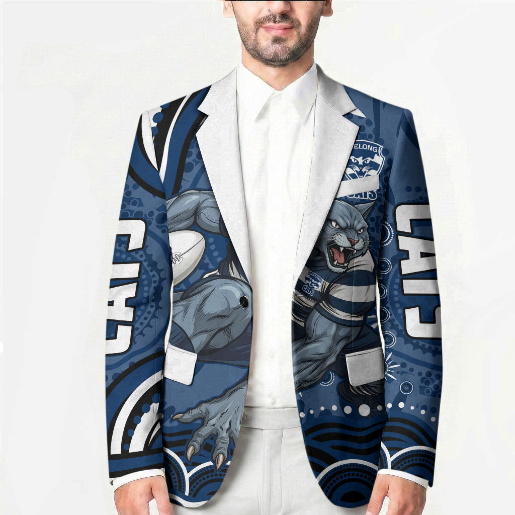 Personalized Geelong Cats Rugby Mascot Blazer Aboriginal Dot Art - Dreamtime Football Mascot