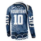 Personalized Geelong Cats Rugby Mascot Button Sweatshirt Aboriginal Dot Art - Dreamtime Football Mascot