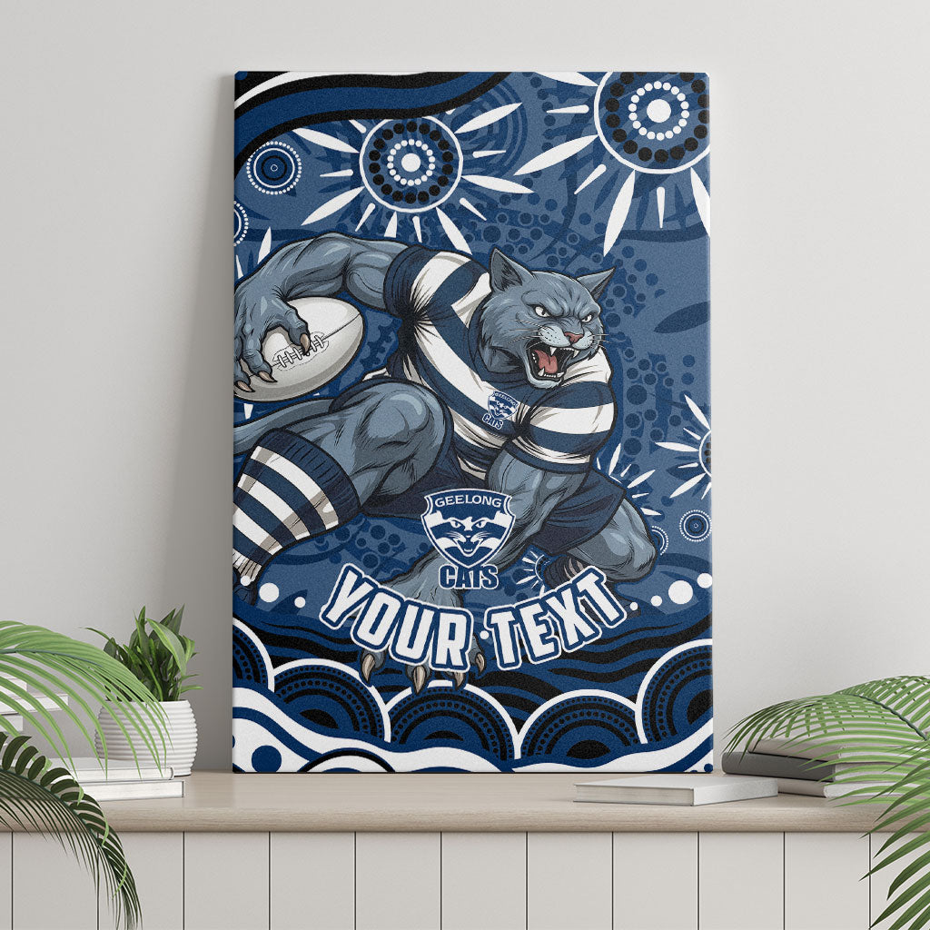 Personalized Geelong Cats Rugby Mascot Canvas Wall Art Aboriginal Dot Art - Dreamtime Football Mascot