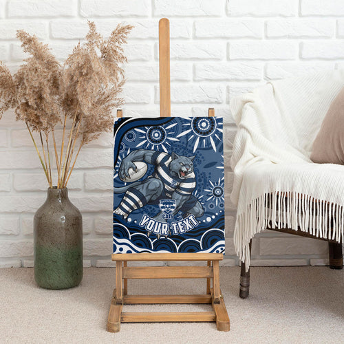 Personalized Geelong Cats Rugby Mascot Canvas Wall Art Aboriginal Dot Art - Dreamtime Football Mascot