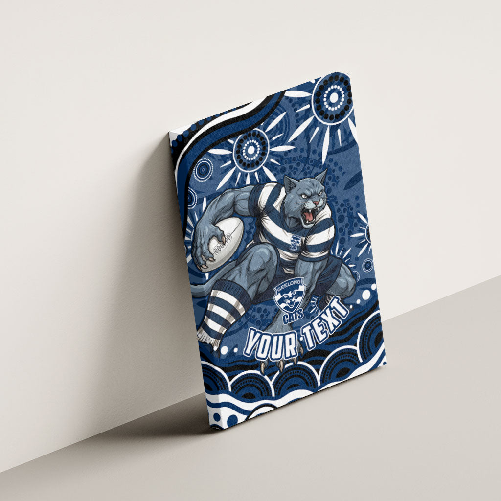 Personalized Geelong Cats Rugby Mascot Canvas Wall Art Aboriginal Dot Art - Dreamtime Football Mascot