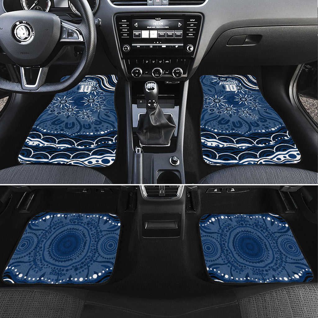 Personalized Geelong Cats Rugby Mascot Car Mats Aboriginal Dot Art - Dreamtime Football Mascot