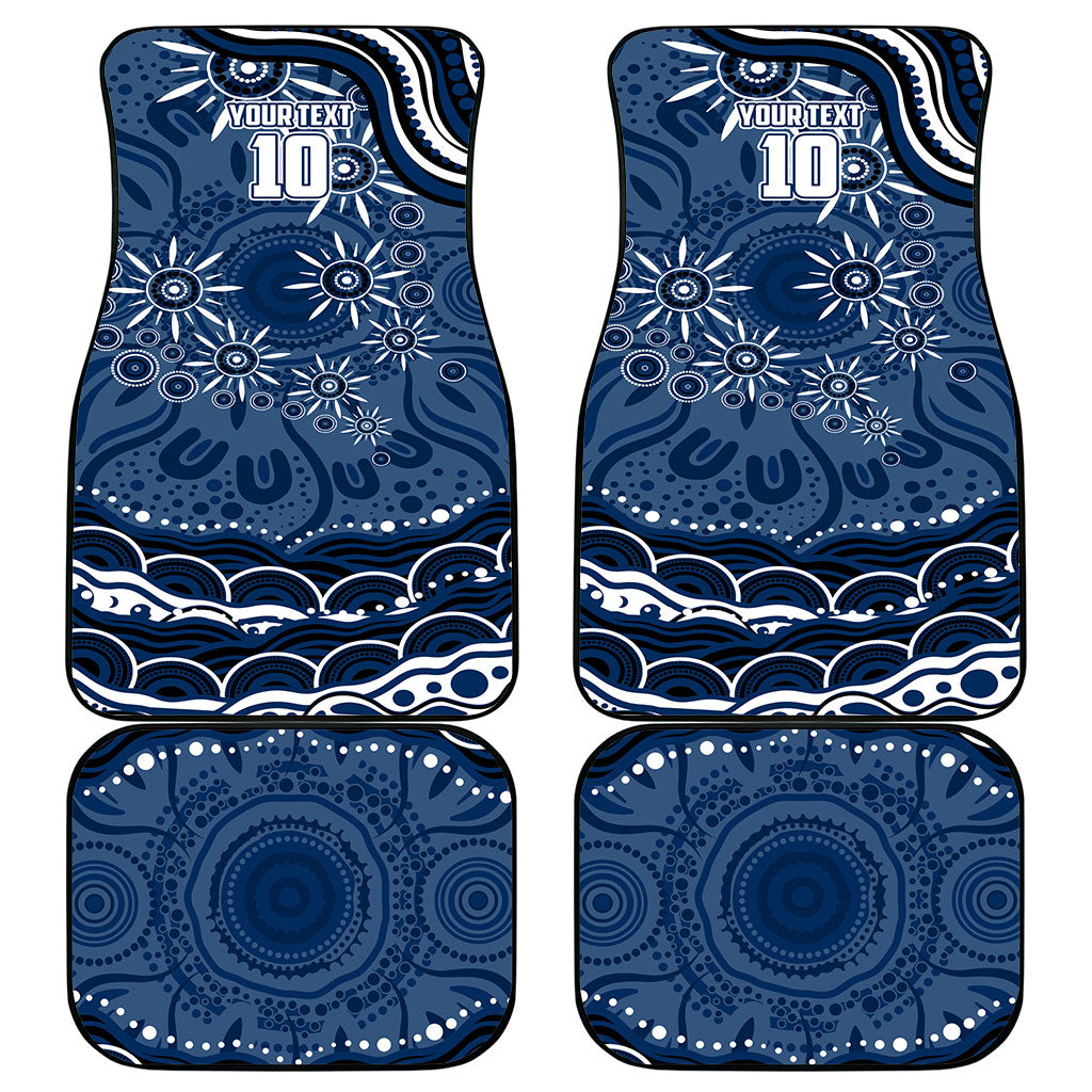 Personalized Geelong Cats Rugby Mascot Car Mats Aboriginal Dot Art - Dreamtime Football Mascot