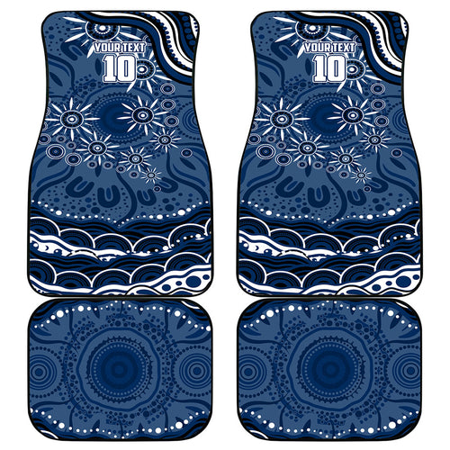 Personalized Geelong Cats Rugby Mascot Car Mats Aboriginal Dot Art - Dreamtime Football Mascot