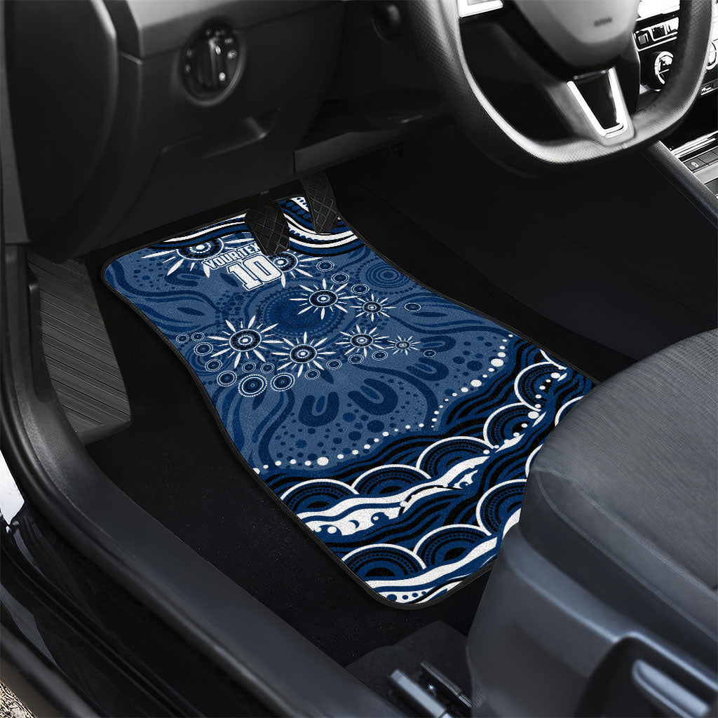 Personalized Geelong Cats Rugby Mascot Car Mats Aboriginal Dot Art - Dreamtime Football Mascot