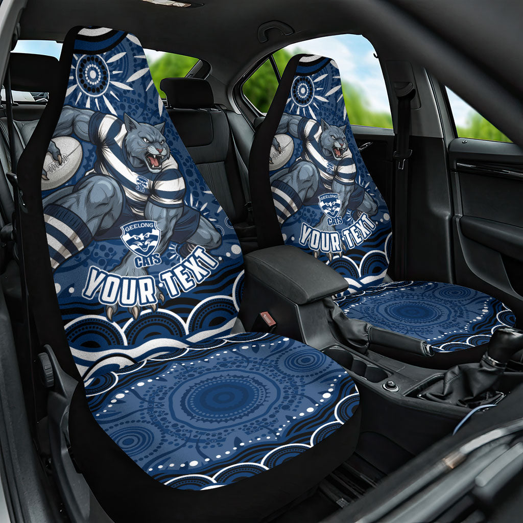 Personalized Geelong Cats Rugby Mascot Car Seat Cover Aboriginal Dot Art - Dreamtime Football Mascot