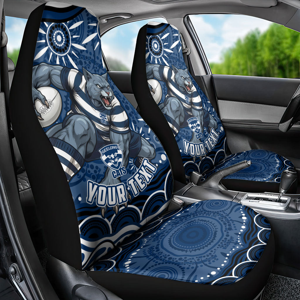 Personalized Geelong Cats Rugby Mascot Car Seat Cover Aboriginal Dot Art - Dreamtime Football Mascot