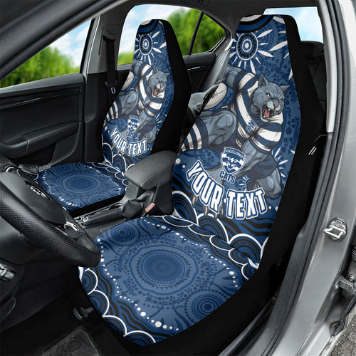 Personalized Geelong Cats Rugby Mascot Car Seat Cover Aboriginal Dot Art - Dreamtime Football Mascot